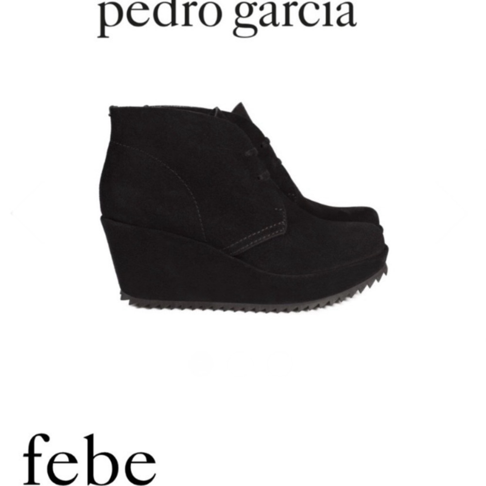 Pedro Garcia Suede Boot āFebeā Wedge - Black Suede - Size 7